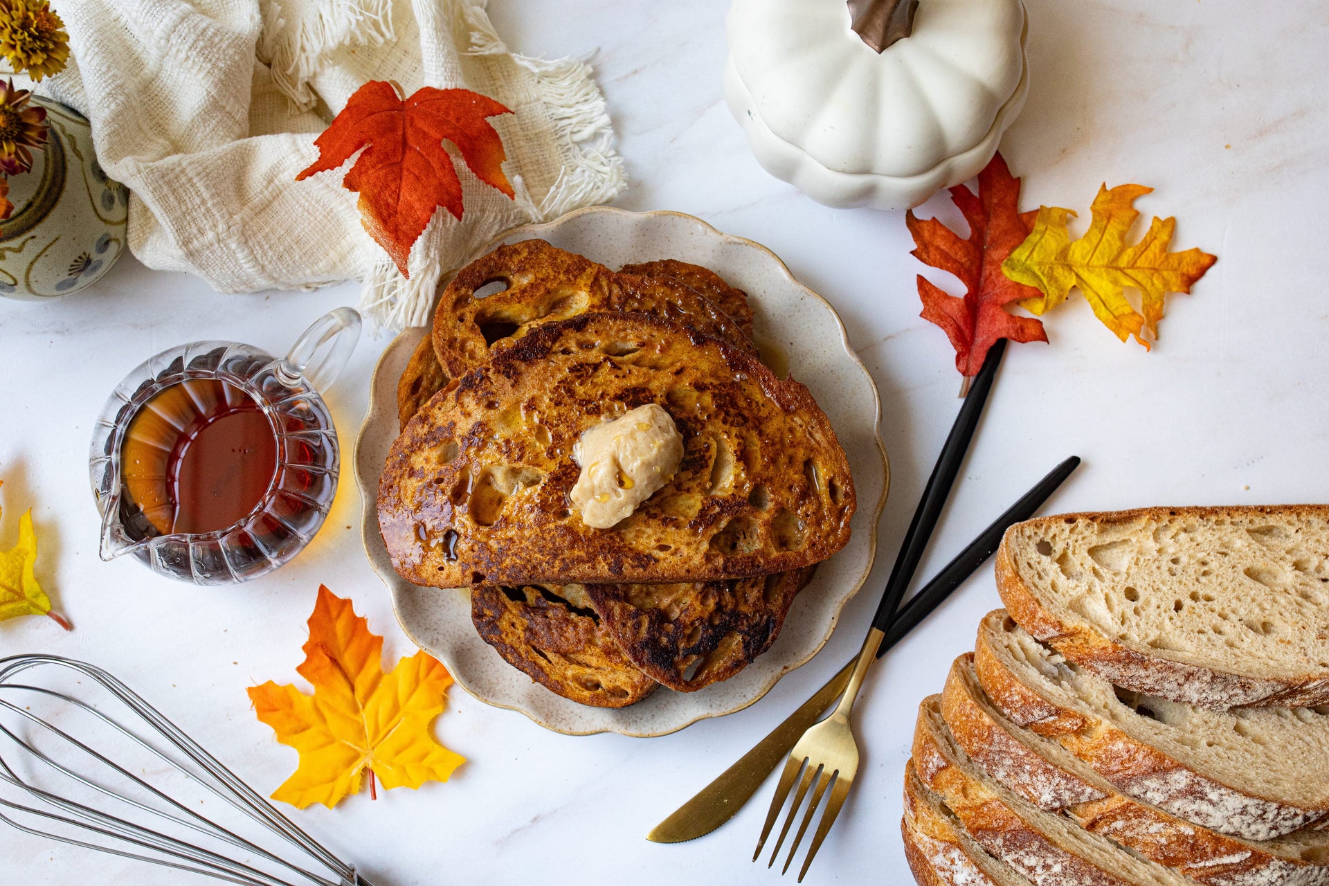 Pumpkin Spice French Toast with Pumpkin Spice Butter