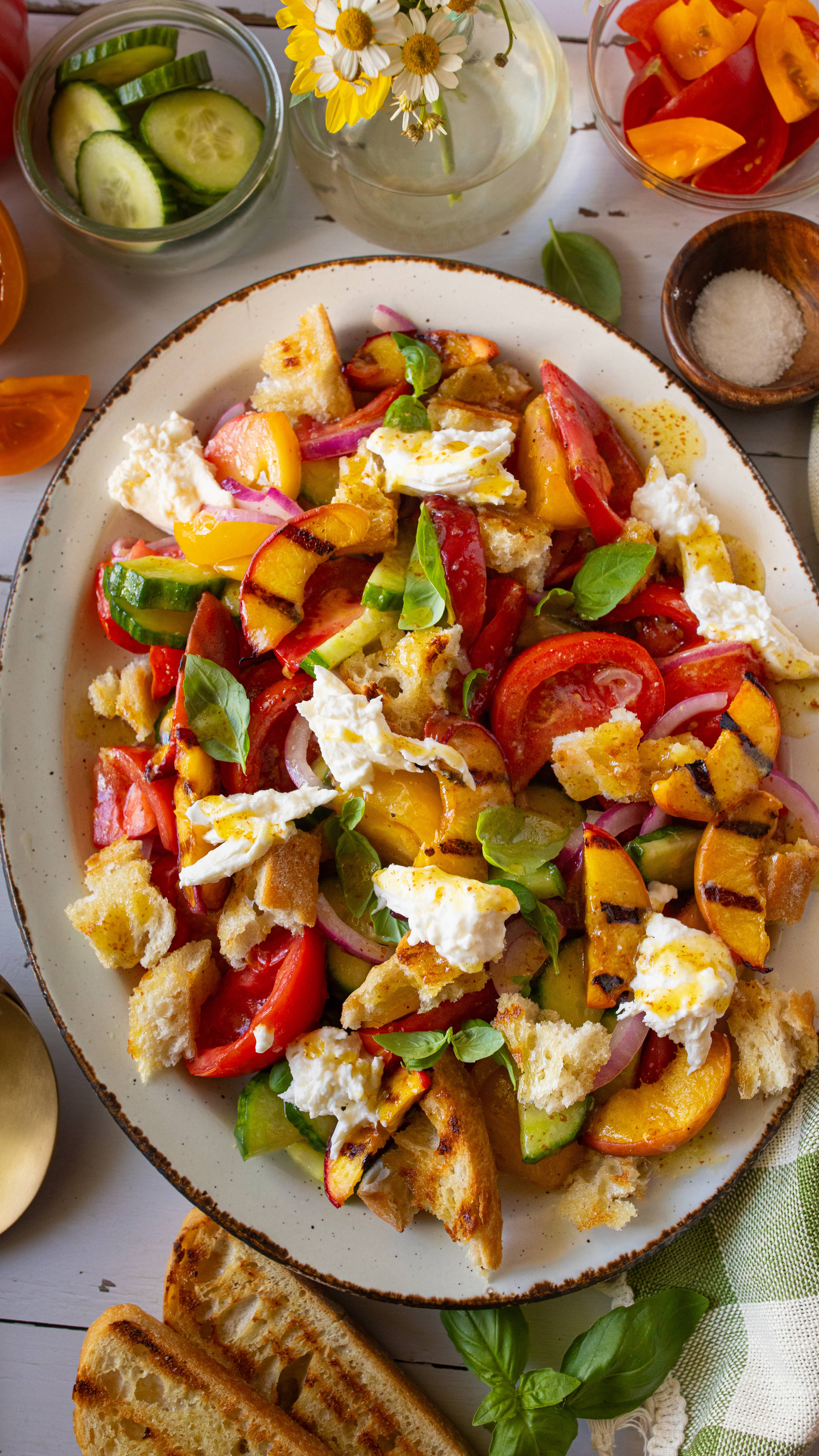 Grilled Peach Panzanella Salad