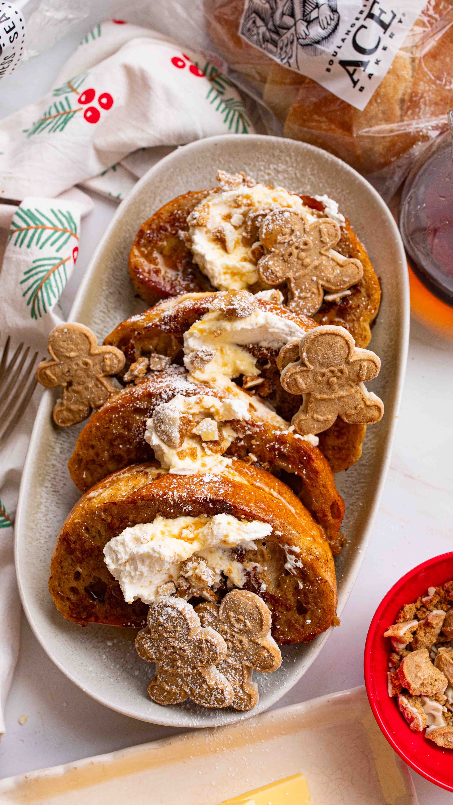 Stuffed Gingerbread French Toast with Cinnamon Cream Cheese