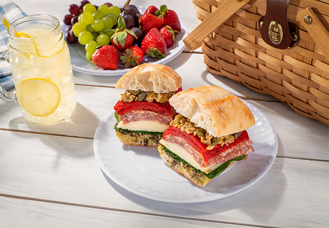 Italian Deli Ciabatta Sandwiches with Pesto & Roasted Peppers