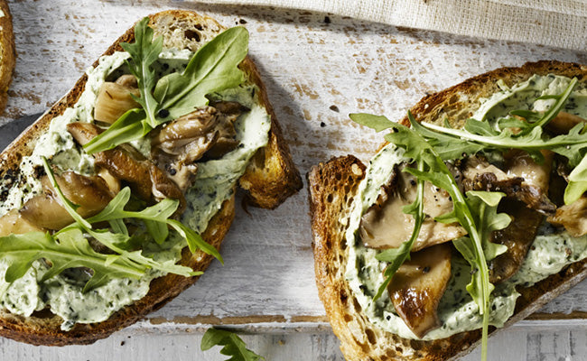 Lemon Herb Chèvre & Mushroom Tartines