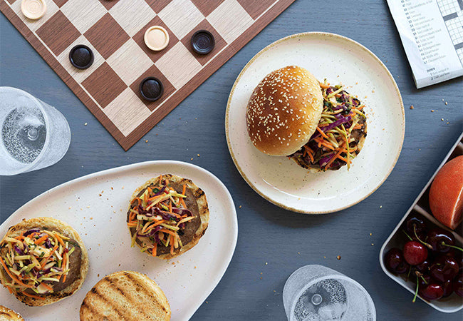 Pork Burger with Asian seasonings and Spicy Slaw