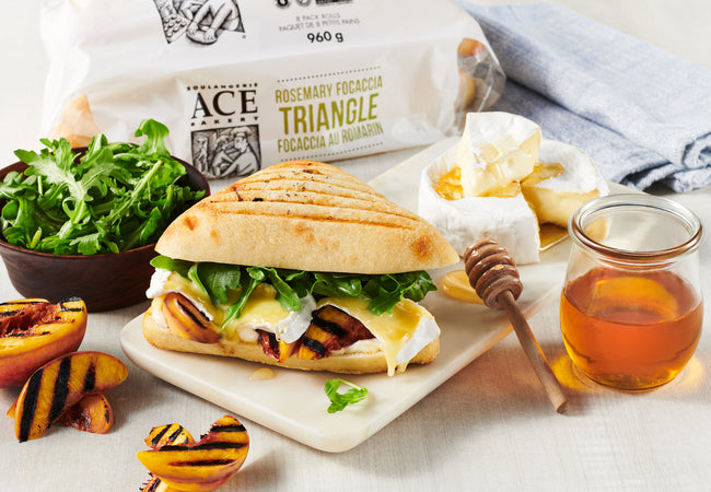 Grilled Peach, Brie and Hot Honey Panini