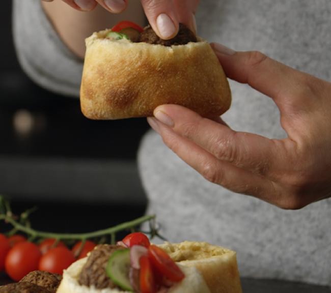 Plant-Based Meatball Ciabatta Pockets