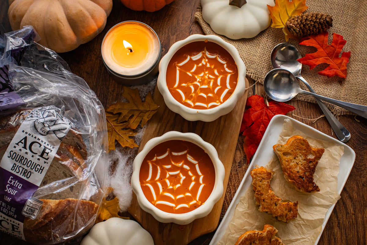Halloween Grilled Cheese and Tomato Soup with Spooky Shapes